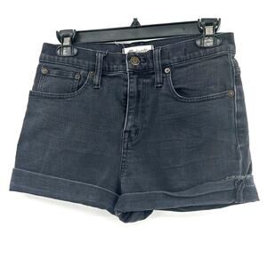 Madewell Size 26 Jean Shorts Black High Rise Rolled Hem Denim Casual Solid Daily